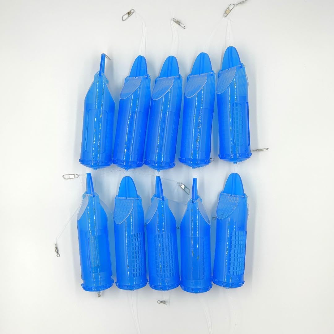 フタ付き ロケットカゴ Lサイズ 青 10個セット 150mm ブッコミサビキ