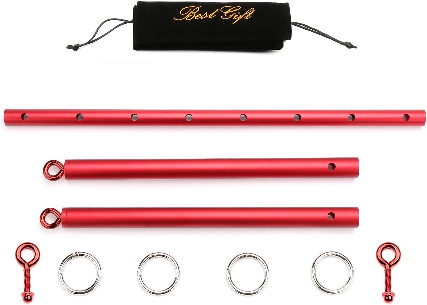 TMEOIIPY 拡張可能 レッド ピラティス スプレッダーバーセット スポーツ フロックバッグ付き 補助トレーニング フィットネス