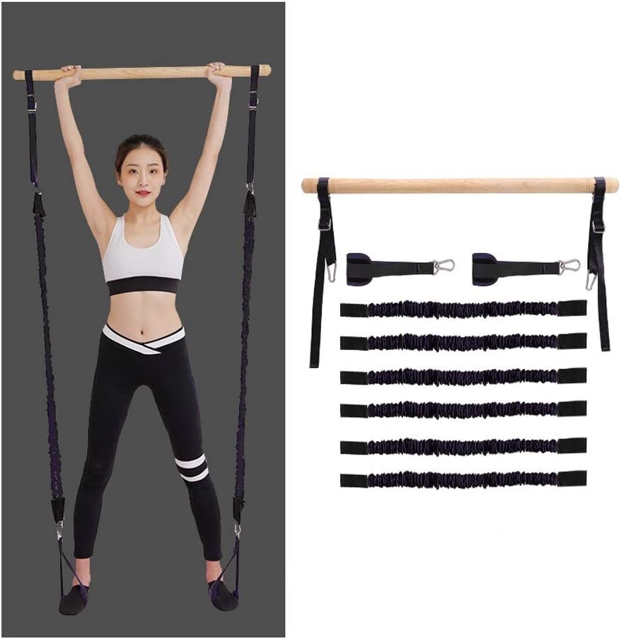ピラティスバーキットフットループ付きポータブルピラティスバーキット-コアストレングスフィットネスジムレジスタンスバンドバーキット-家